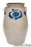 N. Clark, N. CLARK / ATHENS Stoneware Churn w/ Floral Decoration, c1825, c1825, Stoneware