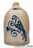 Flack & Van Arsdale, 3 Gal. FLACK & VAN ARSDALE / CORNWALL, ONT. Stoneware Bird Jug, circa 1875, Stoneware