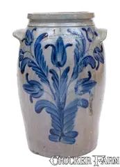 B.C. Milburn, B.C. MILBURN / ALEXA (Alexandria, VA) Stoneware Jar w/ Elaborate Floral Decoration, circa 1850, Stoneware