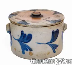 R.C.R, R.C.R. / PHILA (Richard C. Remmey, Philadelphia) Stoneware Lidded Cake Crock, circa 1880, Stoneware