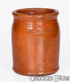 John Bell, Small-Sized JOHN BELL / WAYNESBORO Glazed Redware Jar, circa 1850-1880, Redware