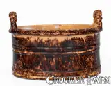 John Bell, Very Fine JOHN BELL / WAYNESBORO Redware Butter Tub w/ Manganese Decoration, circa 1850-1880, Redware