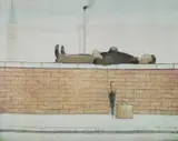 L. S. Lowry, Man Lying On A Wall, 1957