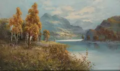 Frank Hider, A Summer Evening In The Highlands And A Fishing Scene, A Pair, Oil on canvas