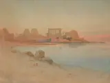 Augustus Osborne Lamplough, Temple Complex Of Philae On The Nile, Egypt, Watercolour Unframed