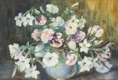 Mariom Broom, Still Life Of Flowers In A Jug, Watercolour
