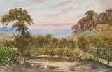 John Wilson Hepple, The Stream Crossing, Watercolour