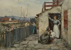 Albert George Stevens, Country Cottage Scene, Watercolour