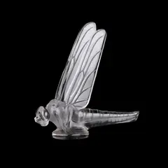 René Lalique (French, 1860-1945), A 'Libellule Grande' Car Mascot, Designed 1928 by René Lalique, glass, moulded R, sold May 2025