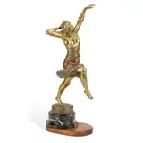 Henri Fugere, An Art Deco Bronze Figure Of A Dancing Girl, Circa 1925, marble base with an oak plinth