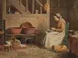 Henry Edward Spernon Tozer, Shelling Peas, 1907, Watercolour