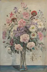 George Jackson, Still Life Of Flowers In A Glass Vase, 1963, Oil on board