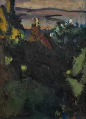 Nicholas Horsfield, Kent Landscape, 1947, Oil on canvas, sketch verso