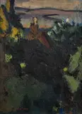 Nicholas Horsfield, Kent Landscape, 1947, Oil on canvas, sketch verso