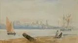 James Wilson Carmichael, Three Sketches, "Tynemouth", "North East Coast At North Shields" And "Study For Marine Seascape", Watercolour and pencil "North East coast from North Shields" and "Study for Marine Seascape
