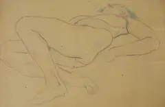 Nude Study by Uli Nimptsch, crayon, sold Mar 2025