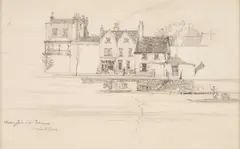 Muirhead Bone, View Of Kingston Upon Thames, The Post Office And Ferry Point, Pencil Mounted but unframed