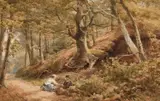 John Mole, The Faggot Gatherers, 1876, Watercolour Labels verso