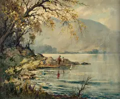 Robert Leslie Howey, Derwentwater, Oil on canvas board