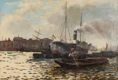 Harry George Webb, Loading The Cargo, London, Oil on canvas