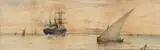 Albert Ernest Markes, Steam Ship And Yachts Off The Coast, Watercolour