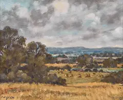 Towards Leominster, Herefordshire by John Weston Gough, Oil on canvas board, sold Mar 2025