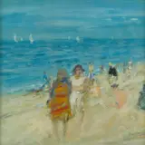 Beach At Trouville by John Houston Obe Rsa Rsw Rgi Ssa, Oil on canvas, sold Mar 2025