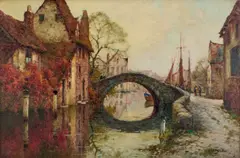 Alfred de Breanski Junior, Evening In Bruges, Oil on canvas