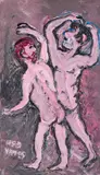 Fred Yates, Two Male Nudes, Oil on canvas Unframed