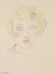 Herman Flesche, Portrait Of A Lady, Watercolour, verso with another portrait Unframed