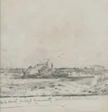 George Edward Horton, On The Bents, Looking From Tynemouth From South Shields, Pencil