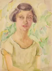 Herman Flesche, Portrait Of A Lady, 1924, Watercolour and pencil on card