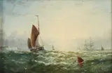 William Adolphus Knell, Off The Coast, Oil on board