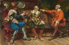 Edgar Bundy, Cavaliers In Conversation, Oil on canvas