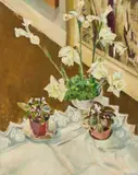 Still Life With White Daffodils by Peter Barrie Gross P.p.r.b.s.a, Oil on board, sold Jan 2025
