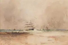 George Edward Horton, Come Aground On The Tyne, Watercolour