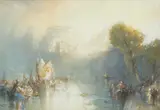 Frank Wasley, River Procession, Possibly Rome, Watercolour