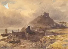 John Syer, Criccieth Castle, North Wales, Watercolour heightened with white