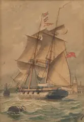 Pair Of Views Of Hm Training Brig "Martin" by William Edward Atkins, Watercolour, sold Jan 2025