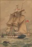 William Edward Atkins, Pair Of Views Of Hm Training Brig "Martin", Watercolour