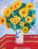 John Nicholson, Sunflowers In A Vase, Oil on board