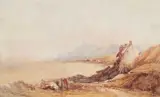 Thomas Miles Richardson, Cottages By The Sea, Watercolour