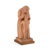 Benno Schotz, , The Blessing, terracotta figure group of a father blessing his child with a kiss, on a plinth base, sign