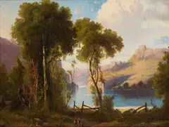 Edward Theodore Paier, Continental Mountain Landscape, Oil on canvas