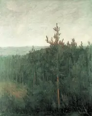 Thorolf Holmboe, Skogslandskap Aften, 1897, Olje på lerret