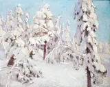 Gudmund Stenersen, Skiløpere, Olje på lerret