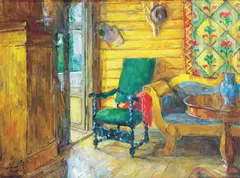 Harriet Backer, Interiør fra Vendelsborg, Vollen i Asker, 1924, Olje på lerret