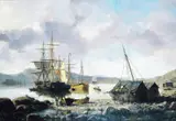 Johan Jacob Bennetter, Ved en norsk havn, Olje på lerret