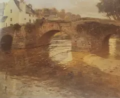 Frits Thaulow, Fra Quimperlé, Bro over elv, Olje på lerret