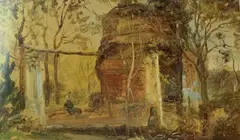 Johan Christian Dahl, Mausoleet San Vito ved Pozzuoli, Olje på papir, oppklebet på plate